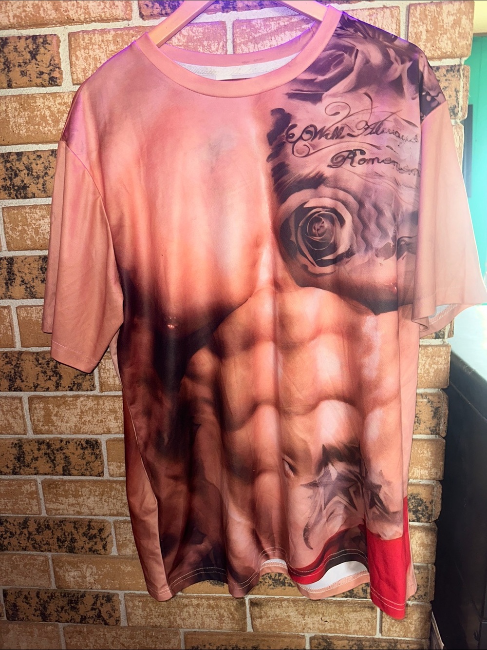 Men's Graphic Muscle-Print T-Shirt - Pink